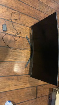 Curved Computer Monitor with Stand and Cable