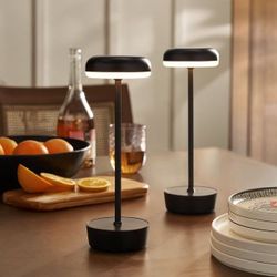 Black Cordless LED Table Lamps Set of 2