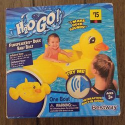 Brand New H2O GO! Funspeakers Duck Baby Boat Yellow 40X39" Makes Duck Noises Ages 3+ (4 available)