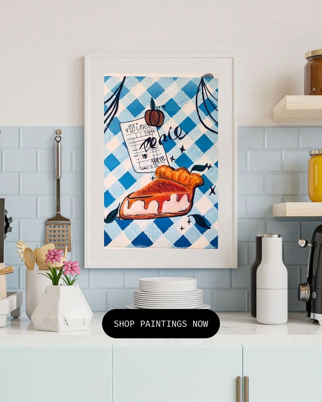 Home Decor Painting |Peace Is Here Pumpkin Restaurant Order| Acrylic On Canvas |12x9