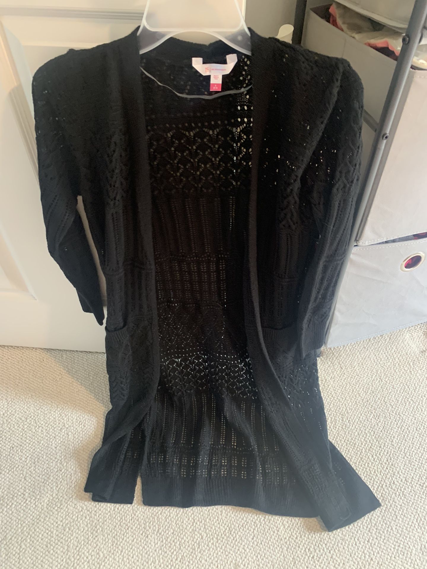 Womens Small Black Long Cardigan
