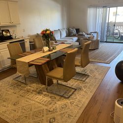 Sofa, Glass Table, Coffee Table, Jute Rug, White Rug