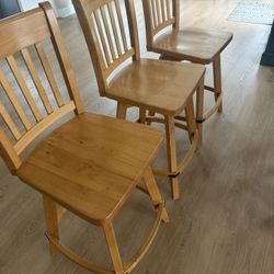 3 Wooden Bar Stools