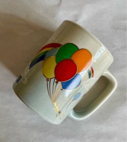 Vintage 9-oz Otagiri Colorful Balloons and Rainbows with Gold Trim Mug