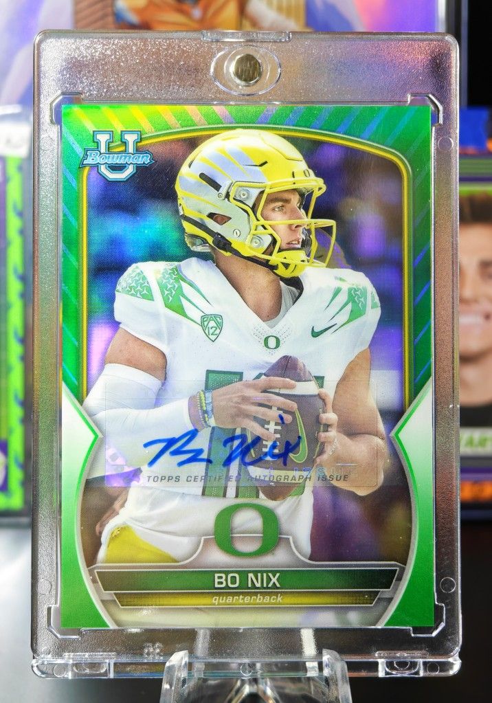 Bowman University Chrome - Bo Nix Green lava refractor - Auto /99