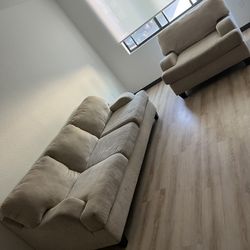 Tan 3 Seater Couch + Chair