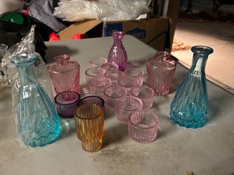 Glass ware and candle holders 20 dollars