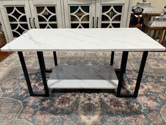 2 Tier Storage Faux Marble Coffee and Side Table