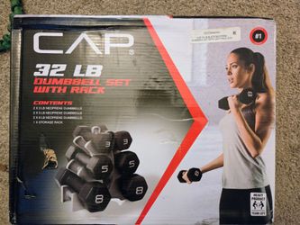 CAP DUMBBELL SET UP WITH STAND (32 LB TOTAL)