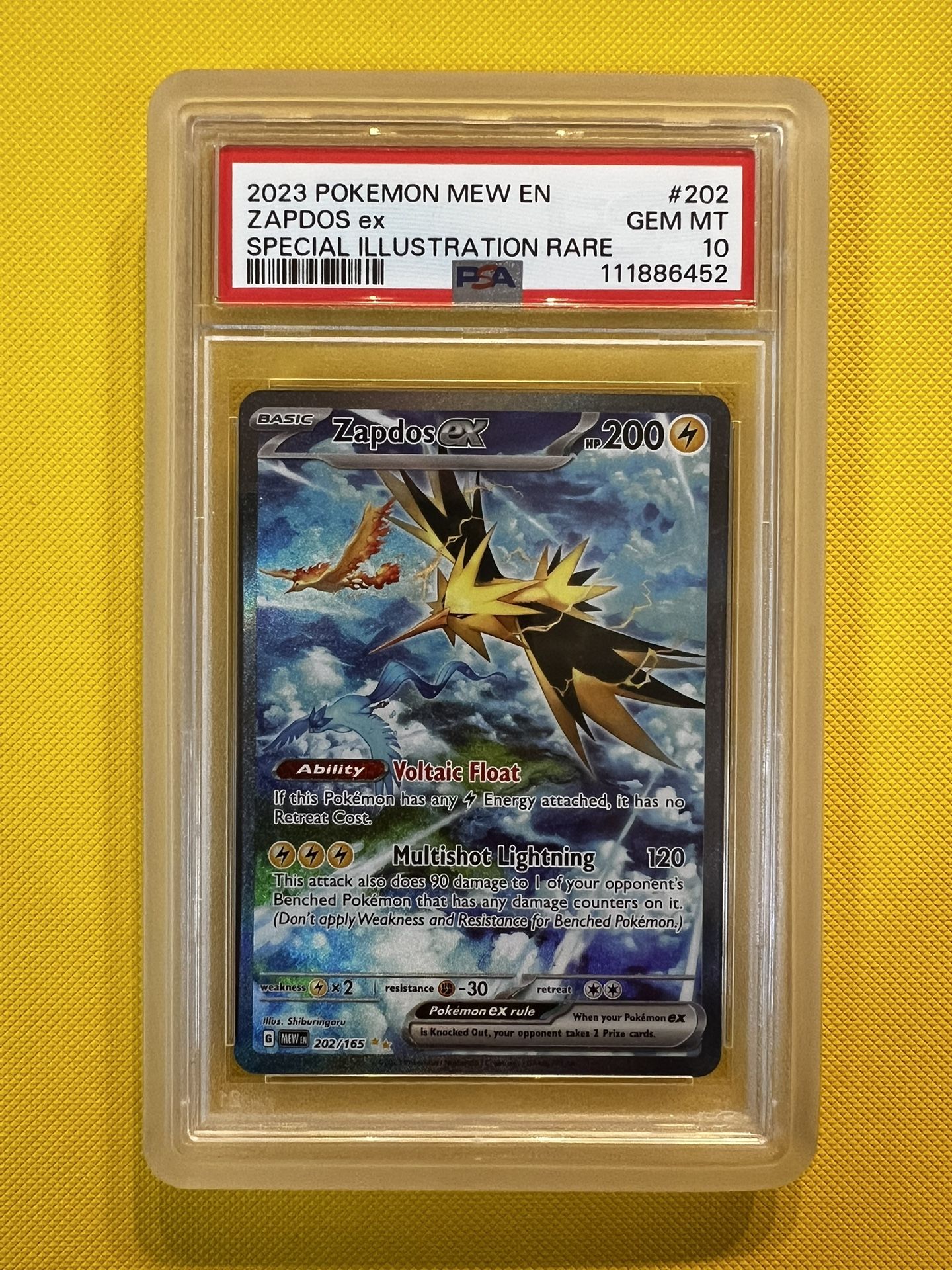 2023 POKEMON MEW EN ZAPDOS ex SPECIAL ILLUSTRATION RARE #202 GEM MT 10