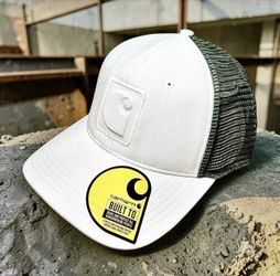 Carhartt Men’s 106401 Canvas Logo C Beige Green Trucker Hat Sz OS