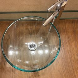 Glass Bowl Sink Counter And Faucet 