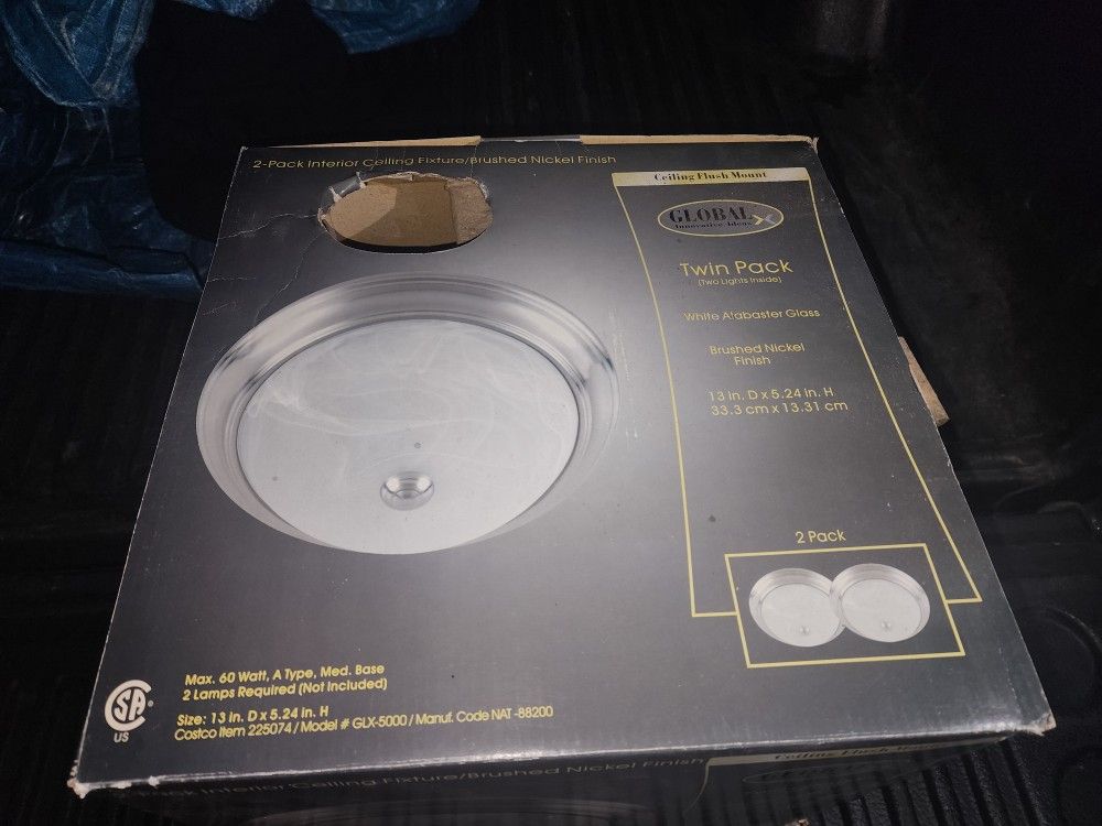 2-Pack Interior Ceiling Fixture/Brushed Nickel Finish