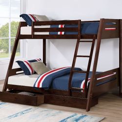 Solid Wood Bunk Bed Twin /full Available For Fast Delivery 