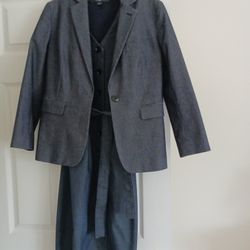 Liz Claiborne Sz4 Navy  Dress With Matching Jacket 