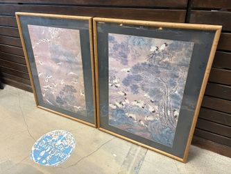 Asian Style Flying Cranes Print (Set of 2)