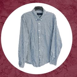 Abercrombie & Fitch Stretch Navy/White Checked Button Shirt Men XL