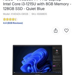 ASUS - Vivobook 14" FHD Laptop - Intel Core 13-1215U with 8GB Memory - 128GB SSD - Quiet Blue