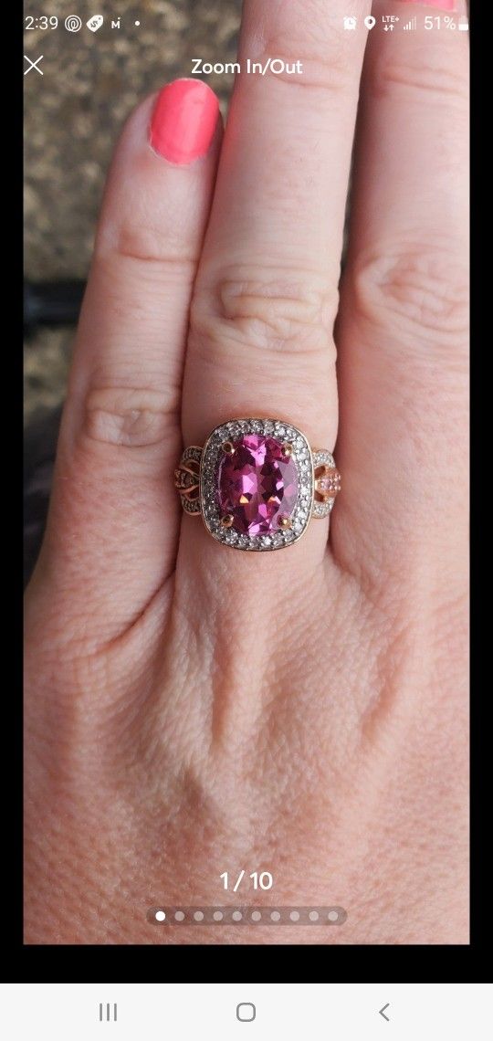 10k Gold Pink Gem Ring