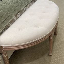 End Of Bed Wooden Bench With Cream Top