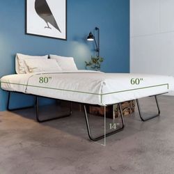 Nest Smart Fold Metal Platform Mattress Foundation Queen Heavy Duty 14”