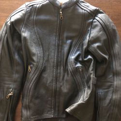 Women’s leather motorcycle jacket