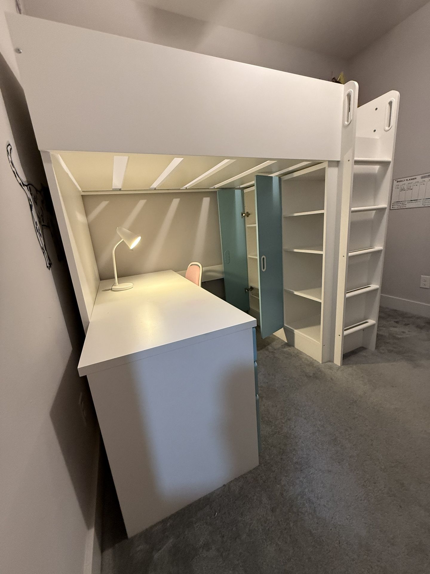 Loft Bed Combination  Bed, Desk & Storage ( Closet) From Ikea SMASTAD System.gently Used.