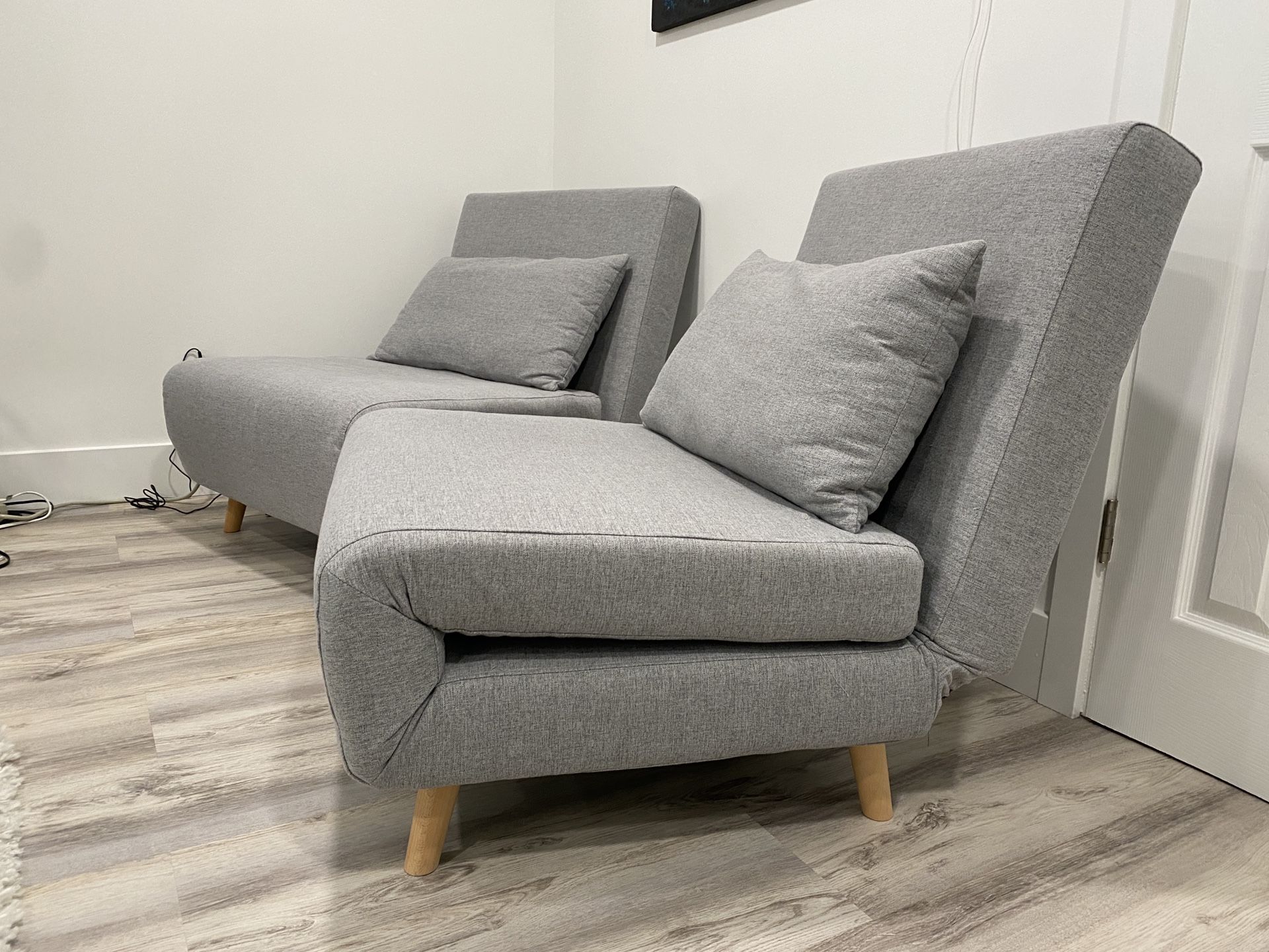 Like New Futon Chairs (Pair) – $260 Total – Sleeper Convertible