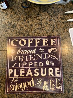 Coffee wooden sign approx 12x12