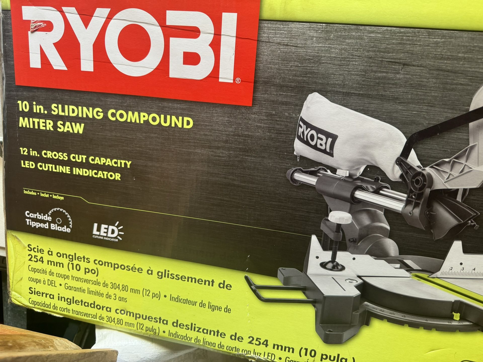 Ryobi 10” Compound Slider Miter saw.