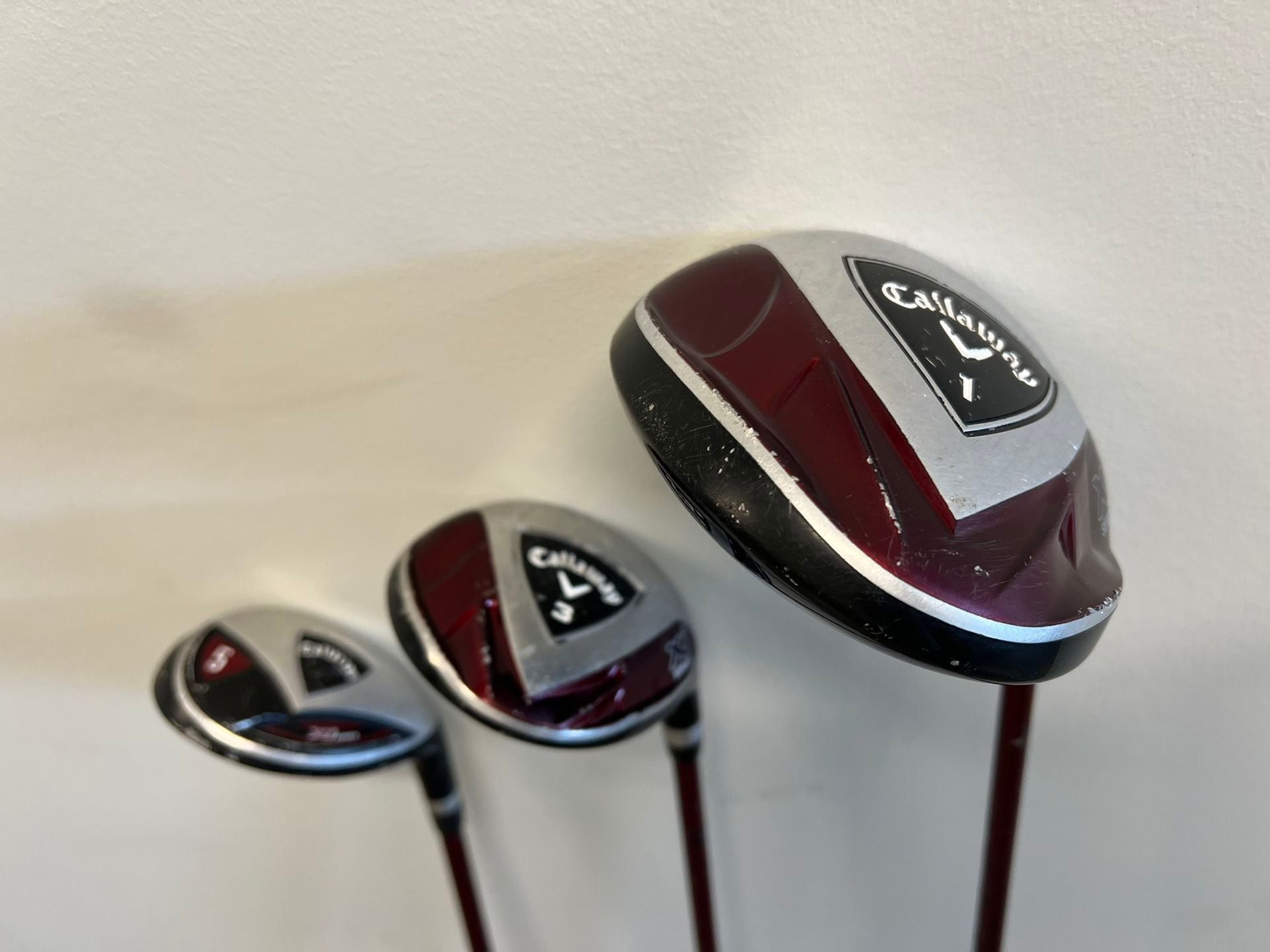CALLAWAY XJ Series Set of 3 clubs Driver FW3 FW5 R-Flex RIGHT (Good condition) PICK UP IN CORNELIUS