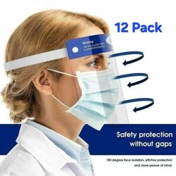 12Pc Safety Full Face Shield Reusable 