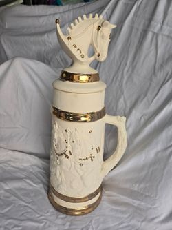 Ceramic Beer Stein with Horse Lid