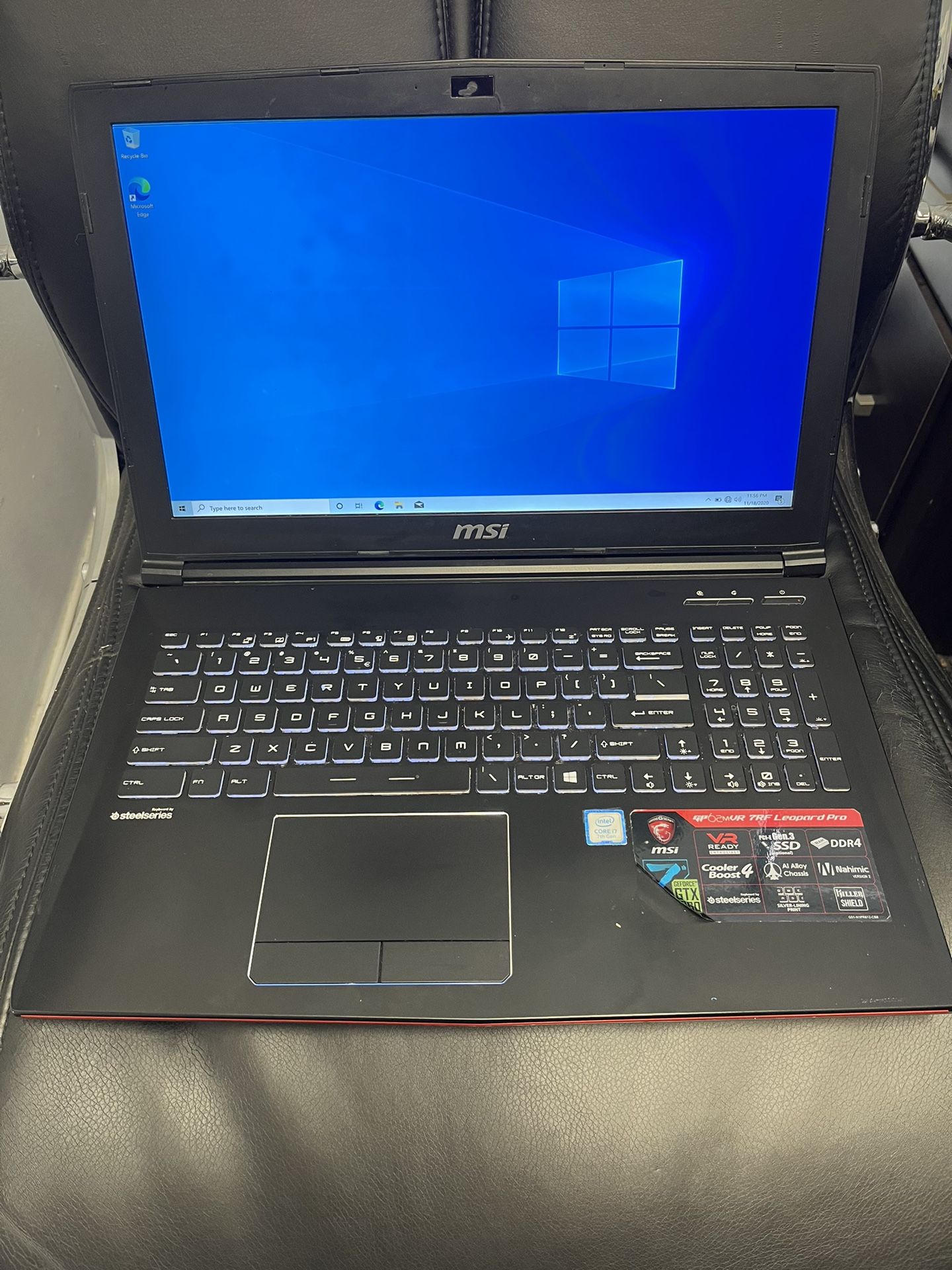 MSI Gaming Laptop, i7-7700, 16 GB Ram, 2.8 GHz, 160 GB SSD, Win 10