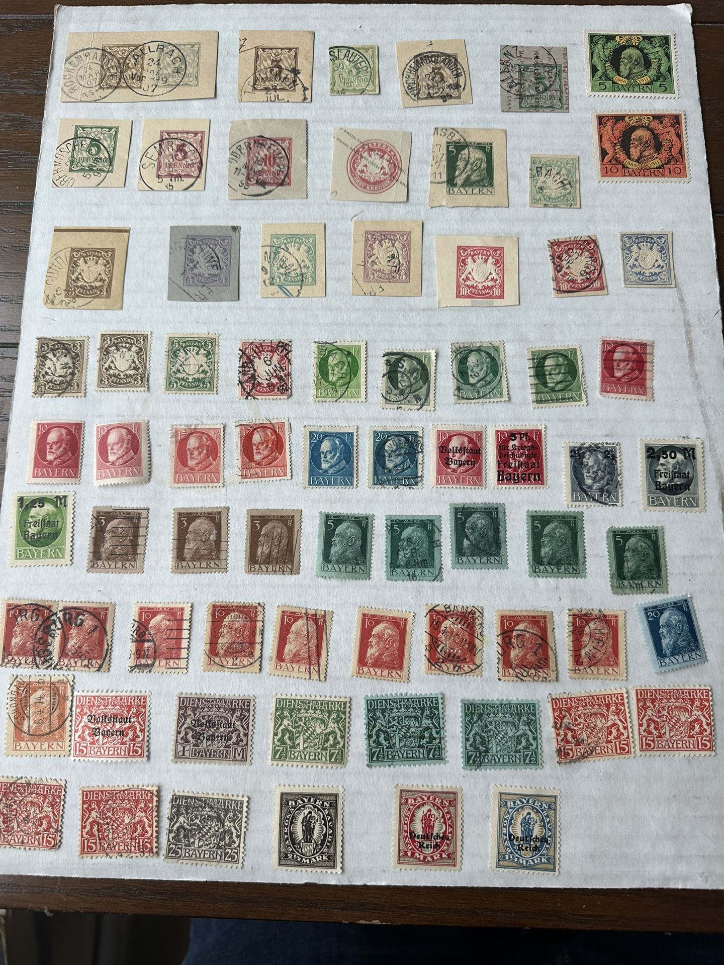 Bavaria Large Group Of Stamps And cut Squares Used Total Of 130