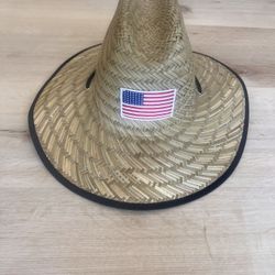 Wide Brim Straw Sun Hat USA Flag Beach Fishing Boonie Hat