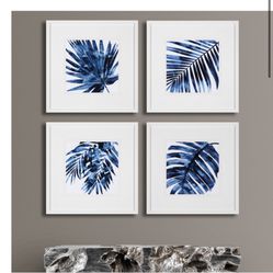 Z Gallerie Art Blue And White Pacific Palm 