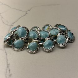 Blue & Silver Clamshell Bracelet