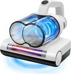 Mattress Vacuum Cleaner with Dual Cup Five-Cone Multi-Layer Filtration Tech, Anti-allergen Bed Vacuum with UV and High Heating, 16Kpa 400W Powerful Su