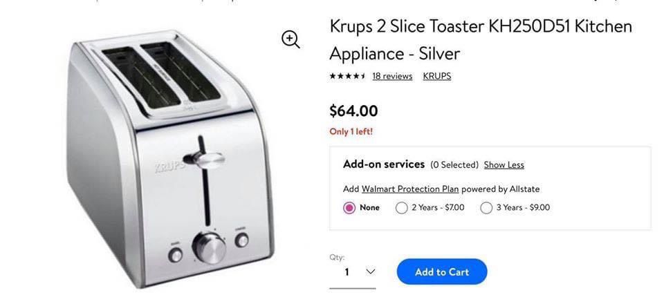 New in Box. Krups 2 Slice Toaster
