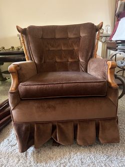 Vintage Mid-Century Tufted Velvet Swivel Rocker Armchair – Brown