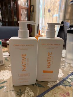 Native Sweet Peach and Nectar shampoo and conditioner