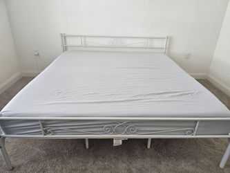 King Size Bed Frame + Memory Foam Mattress Bundle – Good Condition