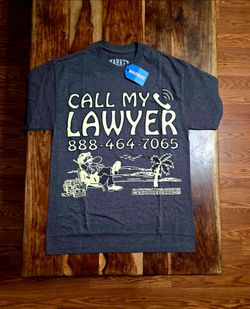 MARKET "Call My Lawyer" T-Shirt - Charcoal Grey -Size Small
