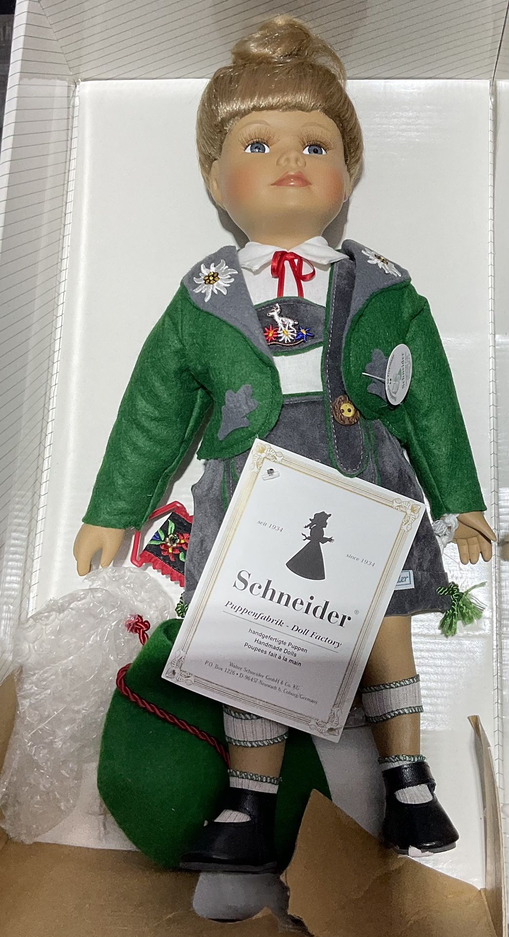 Schneider Folklore Doll.    Bavarian Boy German Porcelain Doll