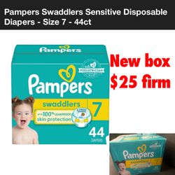 New box  size 7 pampers $25 firm cash only pick up east Palmdale off 47th & R8 address will be provided when ready to come by…