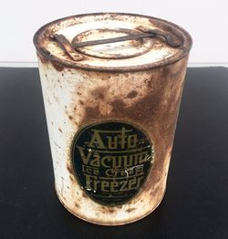 Antique AUTO VACUUM ICE CREAM FREEZER Patented 1912 - Made In USA - Shabby Chic!!
