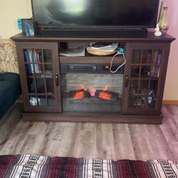 TV Stand And Fireplace + Heater