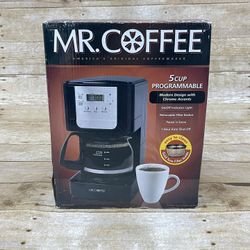 Mr Coffee Programmable 5 Cup Drip Coffee Maker Black Model #JWX3GTF
