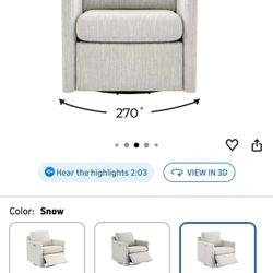 🔥Swivel Accent Chair, Upholstered Living Room Sofa Chair, Snow $260